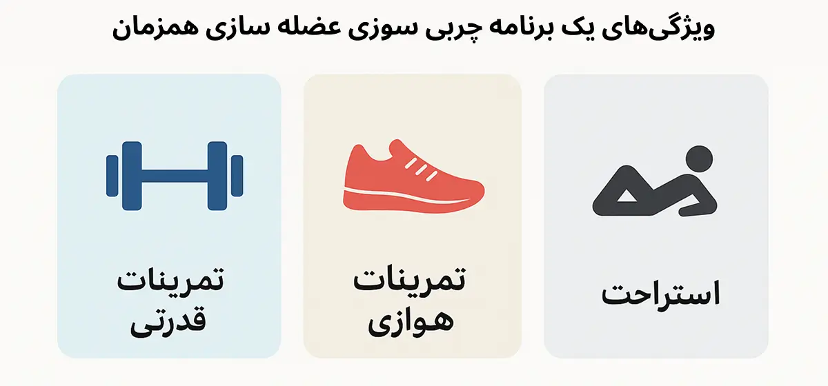 ویژگی های یک برنامه بدنسازی و چربی سوزی و عضله سازی با تصویر همزمان